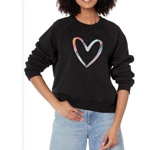 PS Paul Smith Black Rainbow Heart Graphic Raglan Sweatshirt Crewneck Pullover